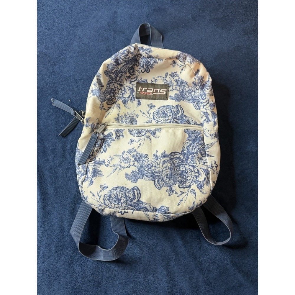 Trans By Jansport Mini Floral Backpack 12” White & Blue